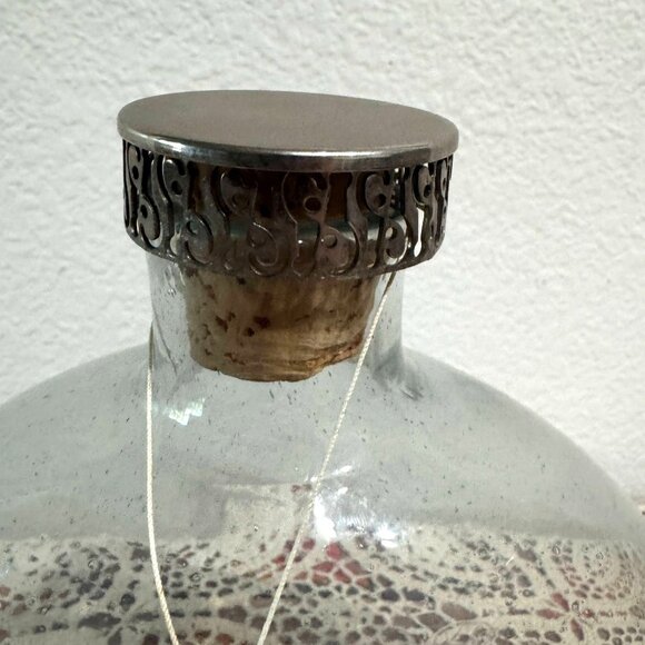 Duchamp Hand Blown Glass Decanter w/Nickel Plated Base and Cork Lid - Picture 11 of 12